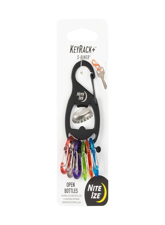 Nite Ize KeyRack and S-Biner - Stainless Steel Key Holder for Car, House & Other Keys - Key Chain with 6 Colorful S-Biners - Hiking Gear & Essentials - Black - Image 1